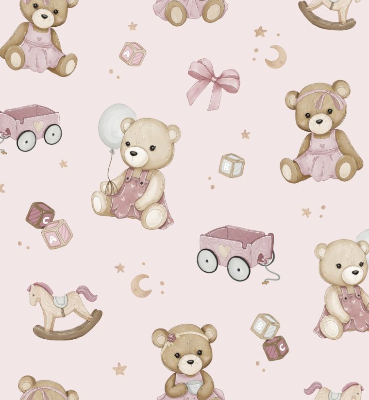 Teddy Girl na světle růžové - NEPROMOKAVÝ POLYESTER/KOČÁRKOVINA