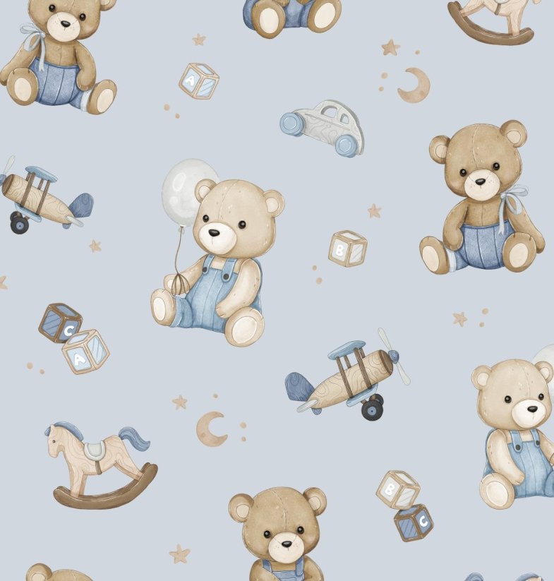 Teddy Girl na svetlo modre - NEPREMOKAVÝ POLYESTER/KOČIARKOVINA